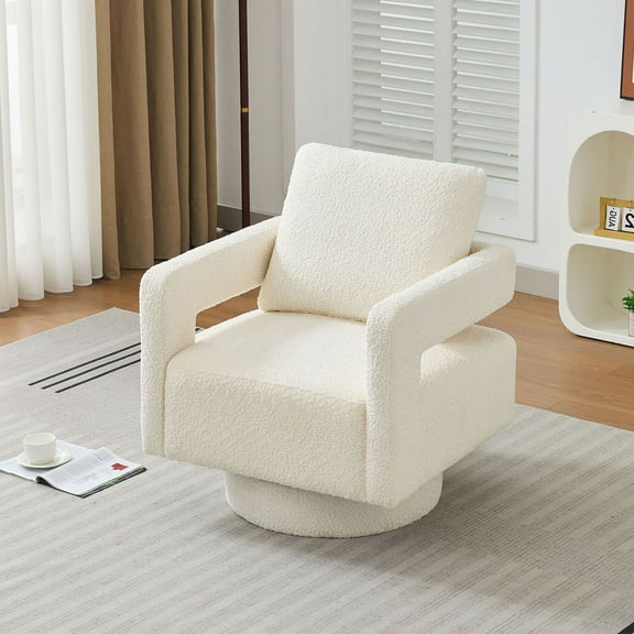 29.13" W Square Swivel Accent Chair, Modern Rotating Arm Chair with Open Back,360 Degree Rotation, Lounge Club Chair with Removable Back Cushion for Living Room, Hotel, Bed Room