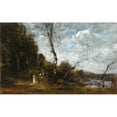 thumbnail image 2 of Jean-Baptiste-Camille Corot 18x13 Black Ornate Wood Framed Double Matted Museum Art Print Titled - Three Peasant Women by a Wood, 2 of 5