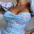 thumbnail image 4 of PENGXIANG Femmes Imprimé Floral Manches Slim Taille Haute A-line Robe, 4 of 6