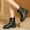 #078-Black, variant on Wowcloth Ankle Boots for Women – Casual Comfort Round Toe Lace-Up & Side Zipper British-Inspired Chunky Mid Heel Footwear