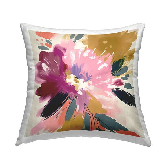 Stupell Industries Abstract Pink Bloom Decorative Printed Throw Pillow, 18 x 18