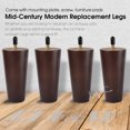 thumbnail image 2 of LAVANE 5 Inch / 12 cm Wooden Furniture Legs Set of 4 Mid-Century Modern Solid Wood Round Walnut Replacement Feet with Pre-Drilled 5/16" Bolt & Mounting Plate for DIY Cabinet Sofa Couch Ottoman, 2 of 7