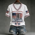 thumbnail image 2 of Women's 9/11 25th Anniversary V Neck Shirt Never Forget 911 American Flag Graphic Tee Short Sleeve Patriotic Memorial Tops, 2 of 6