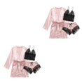 thumbnail image 3 of tssuouriy Ensemble de Pyjamas Respirant et Confortable pour Femmes Dormir dans le Style Pyjamas de Nuit pour Femmes Rose XL 2Set, 3 of 6