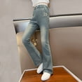 thumbnail image 4 of UQJfacai Girls Flare Jeans Teen Bell Bottom Denim Pants Kids Flared Cute Bootcut High Elastic Waist Trousers with Pockets 5-15 Years, 4 of 9