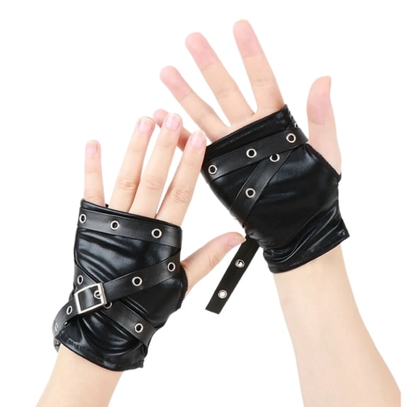 Misright Durable PU Leather Fingerless Gloves For Bikers And Commuters Half Finger