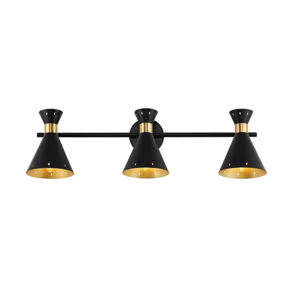 Elroy 30.5" 3-Light Iron Retro Contemporary LED Track Light , Black/Gold