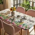 thumbnail image 3 of Easter Table Cloths for 3 Foot Rectangle Tables, Spring Watercolor Bunny Eggs Flower Leaf Beige Patio Waterproof Elastic Fitted Tablecloths, Washable Rectangular Table Cover for Camping, 3 of 8