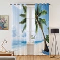 thumbnail image 2 of Beach Palm Tree Kitchen Curtains 96 Inch Length, Ocean Coastal Sky Nature Scenery Grommet Top Bedroom Living Room Curtains, Light Filtering Cafe Curtain Drapes 2 Panels Set 104''x96'', 2 of 9
