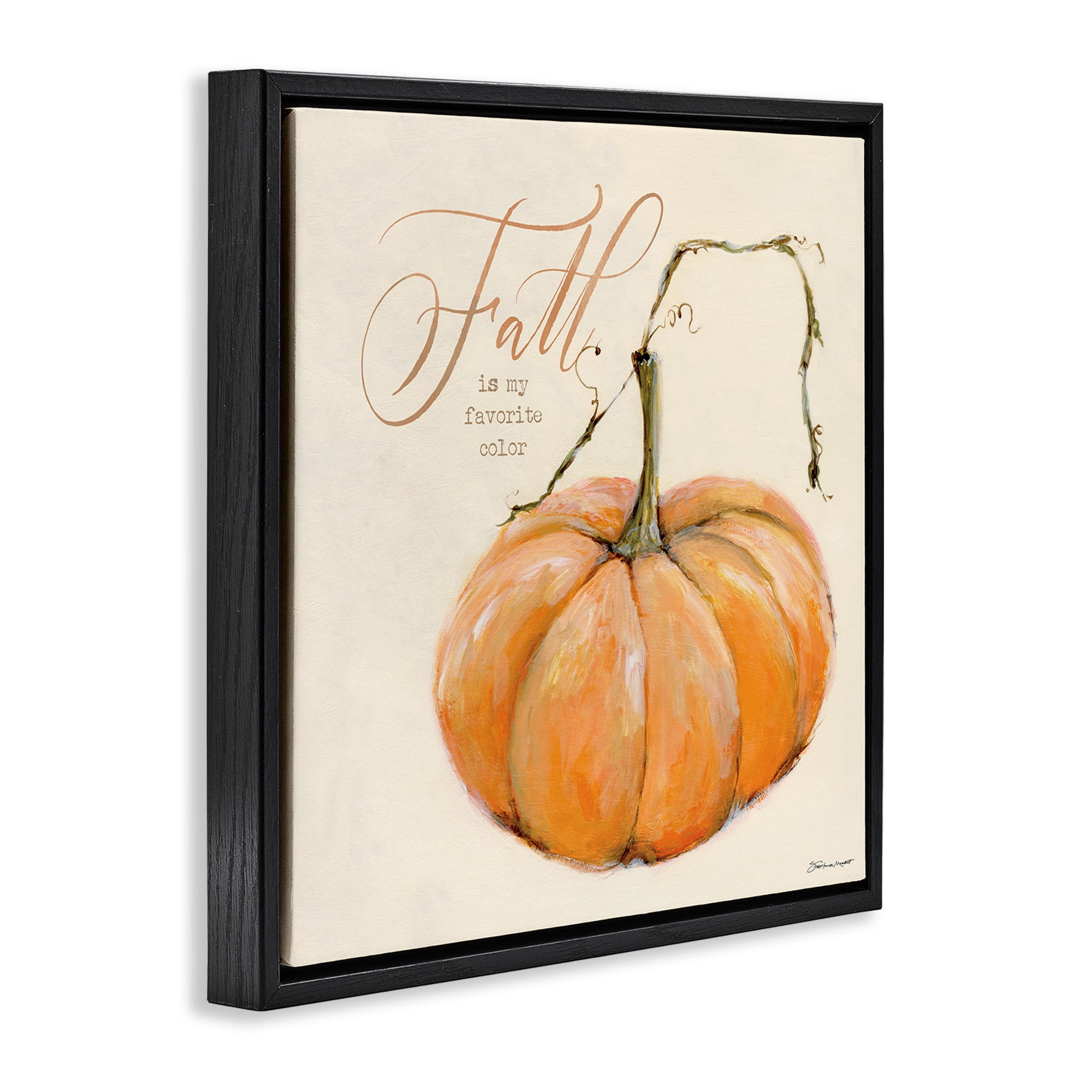 Stupell Industries Fall My Favorite Color Seasonal Holiday Painting Black Floater Framed Canvas Art Print Wall Art, 25 x 25