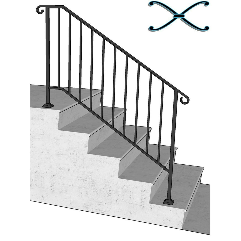 Iron X Handrail Picket #4 (Brick or Paver Steps) 