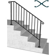 Iron X Handrail Picket #4 (Brick or Paver Steps)