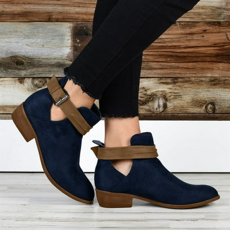 

Women Shoes Short Toe Booties Heels Retro Buckle Round Strap Non Slip Women s Boots Suede Boots for Women Womens Boot Womens 8.5 High Leather Boots Boot Liner Socks for Women Snake Print Boots for