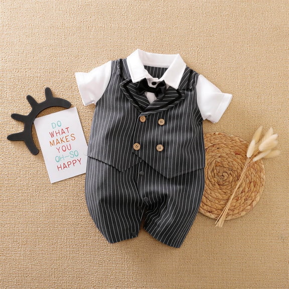 Gentleman Outfit for Baby Jumpsuit - Pinstripe Set | Hushies