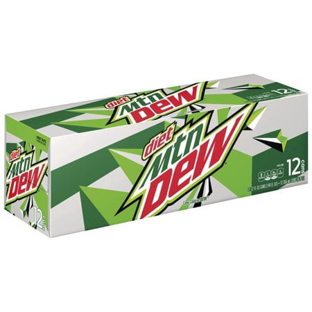 (3 Pack) Diet Mountain Dew Diet Soda 12 Fl Oz 12 Count