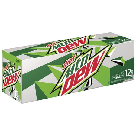 (3 Pack) Diet Mountain Dew Diet Soda, 12 Fl Oz, 12