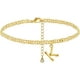 thumbnail image 1 of Tobillera HUOGUO Gold Initial Flat Mariner Link chapada en oro de 14 quilates, 1 of 3