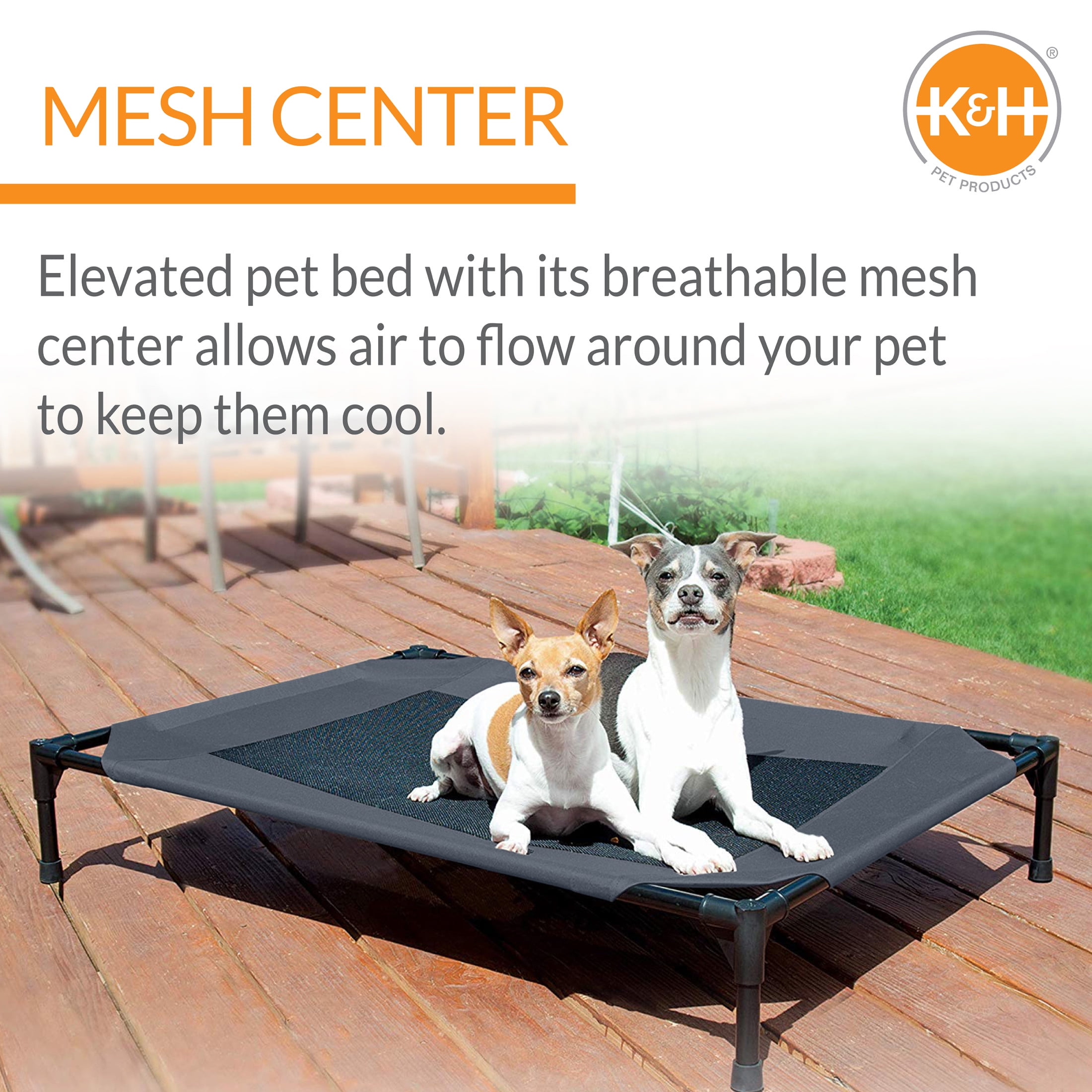 K&H Pet Products Original Pet Cot Elevated Dog Bed Charcoal/Black Mesh Small 22 X 17 X 7 Inches