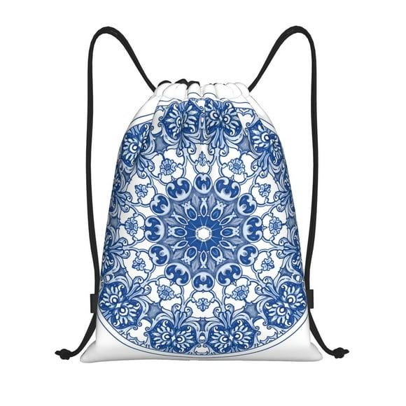Fotbe Blue Watercolor Bolsa Mochila con Cordón Estampada, Bolsa de Gimnasio Deportiva, Bolsa Cinch, Bolsa con Cordón para Hombres y Mujeres-Small