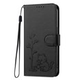 thumbnail image 3 of Wallet Leather Case For Motorola Moto G Play 2026 6.7",with Card Holder,wristband, Shockproof Kickstand Embossed Little Cat Watering Tree Phone Case,Black,For Moto G Play 2026, 3 of 8