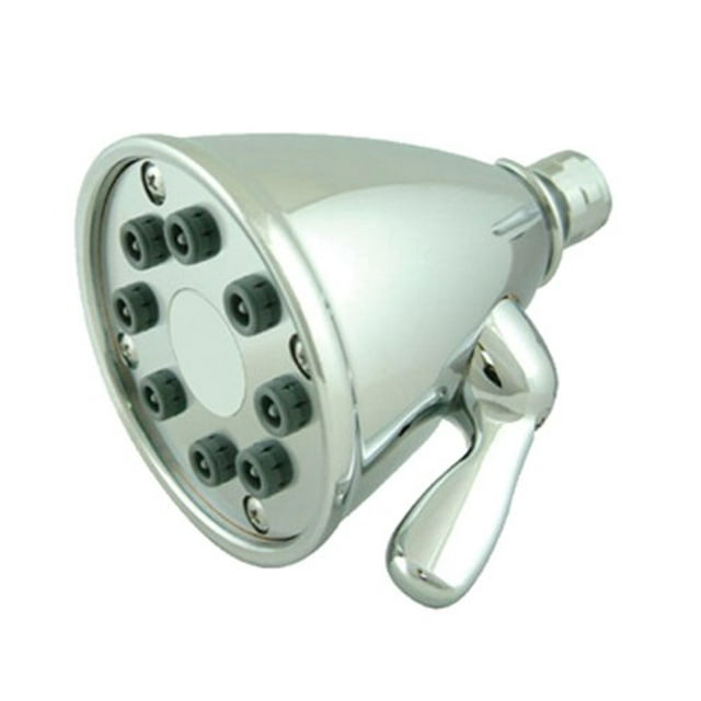 WH139-BN Whitehaus Pommeau de Douche Rond 4 3/4 Pouces avec 8 Jets de Pulvérisation, Construction en Laiton Massif avec Rotule Réglable, Nickel Brossé