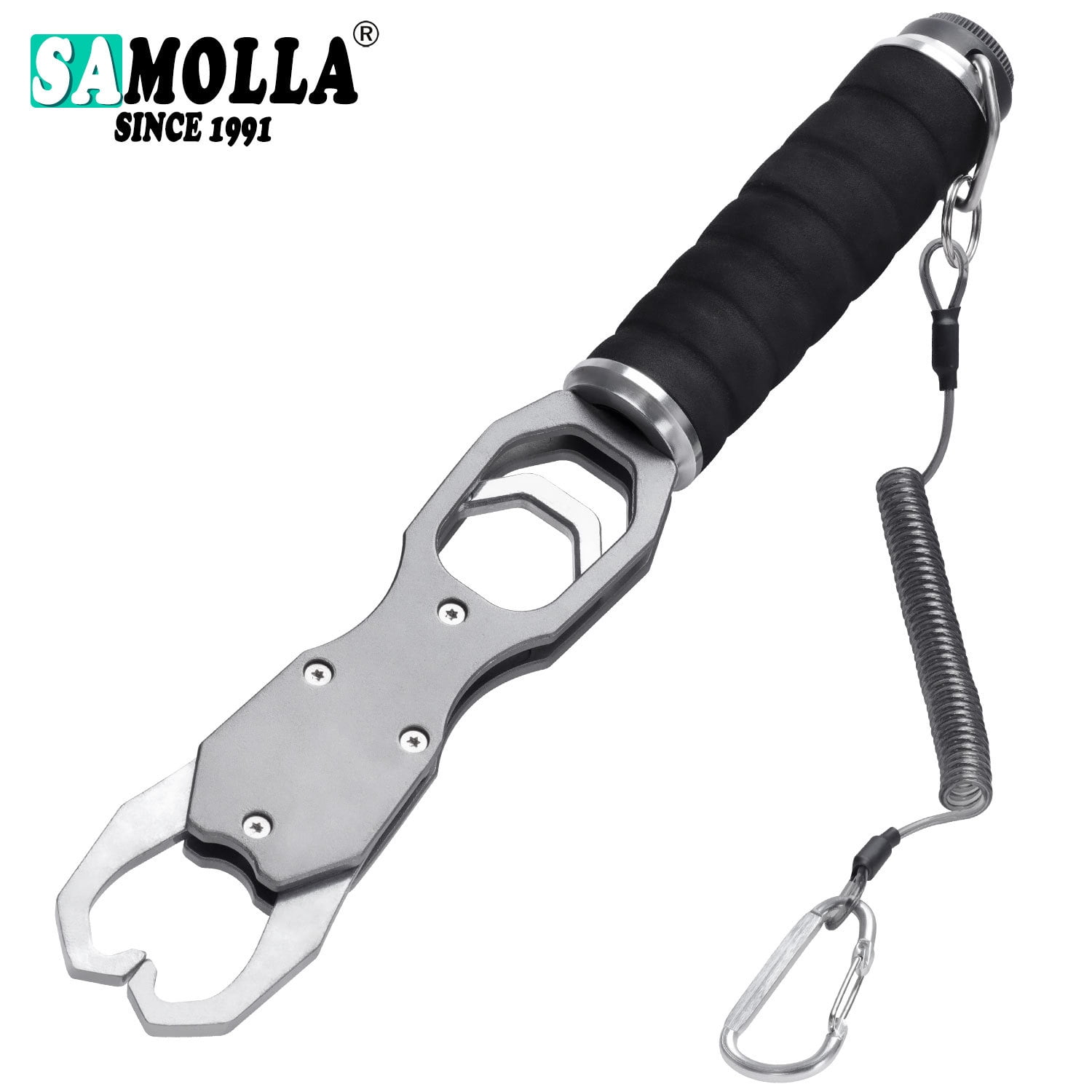 SAMOLLA New Fishing Grip Pliers Accessories Set Aluminum Alloy 18kg Spring scale 360 ° rotation Adjustable Grabber Tool Seawater