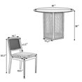 thumbnail image 4 of 5-Piece Rattan Round Dining Table Set, Wood Table with Hexagonal Base and Upholstered Chairs for Dining Room, Kitchen,Indoor Use, Black+Gray, 4 of 6