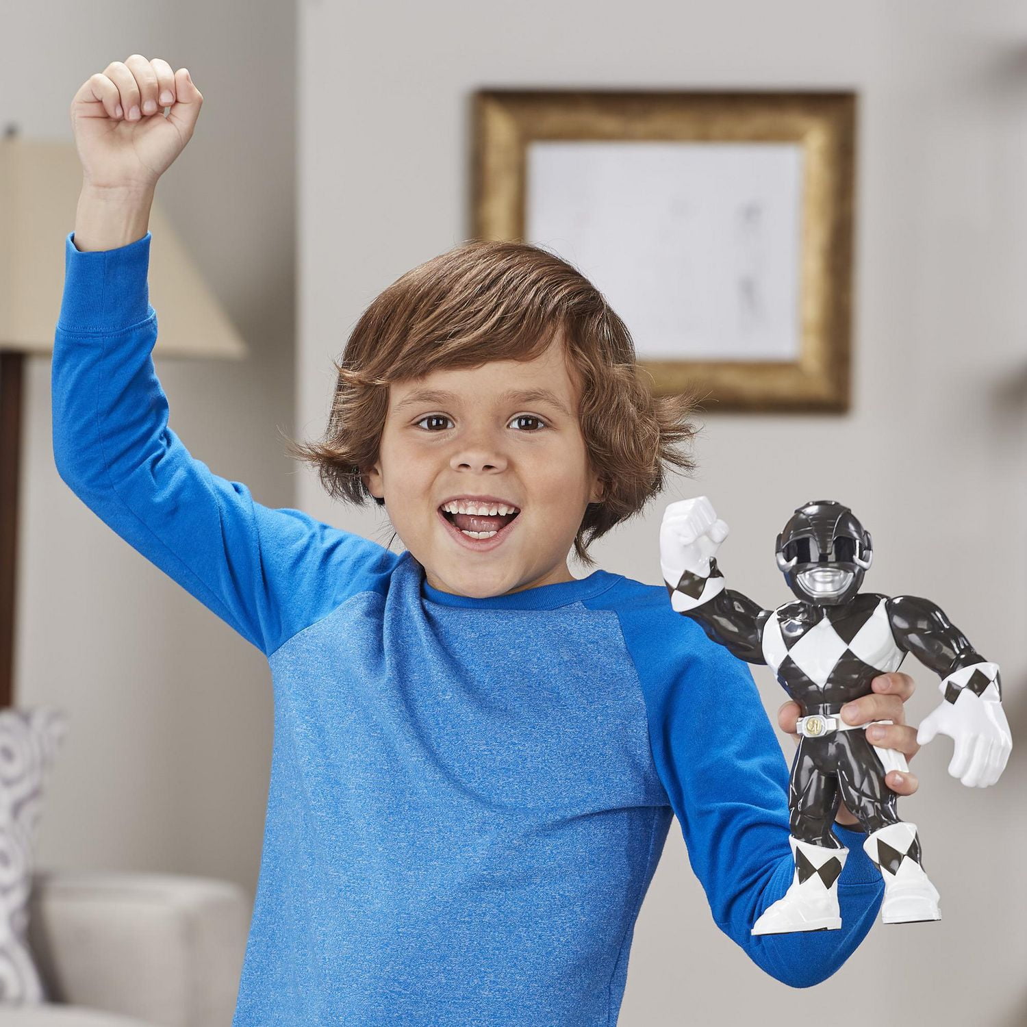 Playskool Heroes Mega Mighties Power Rangers : figurine Ranger noir de 25 cm