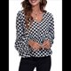 thumbnail image 3 of Blusa de Larga para Mujer, Estilo Babydoll, Ligera, de Poliéster, con Cuello en V y Mangas Abullonadas Red Pequeña S, 3 of 10