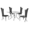 thumbnail image 1 of 47" x 47" Clear Glass 5pc Dining Set with Silver Stainless Steel, 1 of 4
