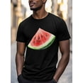 thumbnail image 3 of Watermelon Men's T Shirts T-Shirt for Men Crew Neck Tees Cotton Tops, Black, S, 3 of 7
