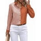 thumbnail image 2 of Camisas con Botones para Mujer, Blusas de Larga, Blusas Casuales Lisas para Oficina y Trabajo Naranja L, 2 of 7