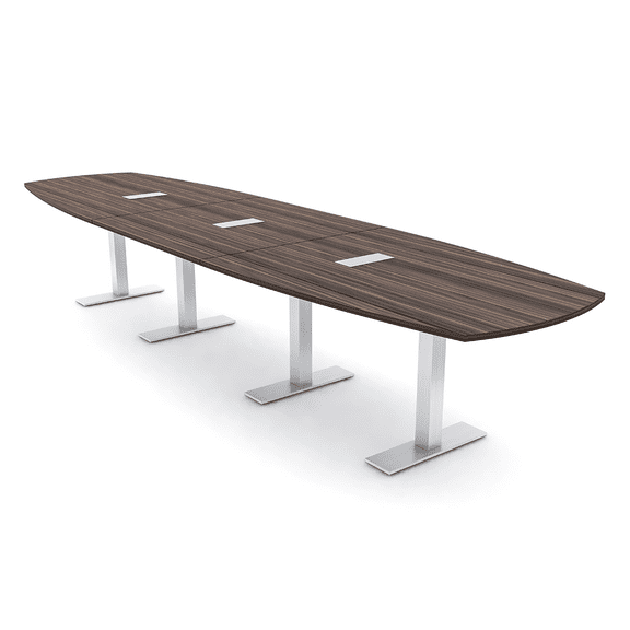 16 Person Arc Boat Modular Powered Conference Table Metal T-Bases