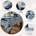 thumbnail image 5 of Vintage Ethnic Table Cloth Waterproof Tablecloths, Boho Tribes Modern Blue Middle Century Tablecloth Dining Table Cover for Kitchen Party Tabletop Outdoor, Rectangle Tablecloth 60x84 Inch, 5 of 9