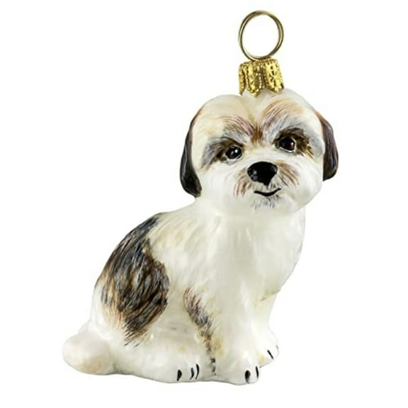 Cavachon Sitting Dog Polish Blown Glass Christmas Ornament