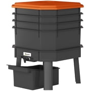 4-Tray Worm Composter Bin, 7.4 Gal Outdoor & Indoor Worm Composter for Recycling Food Waste, Orange