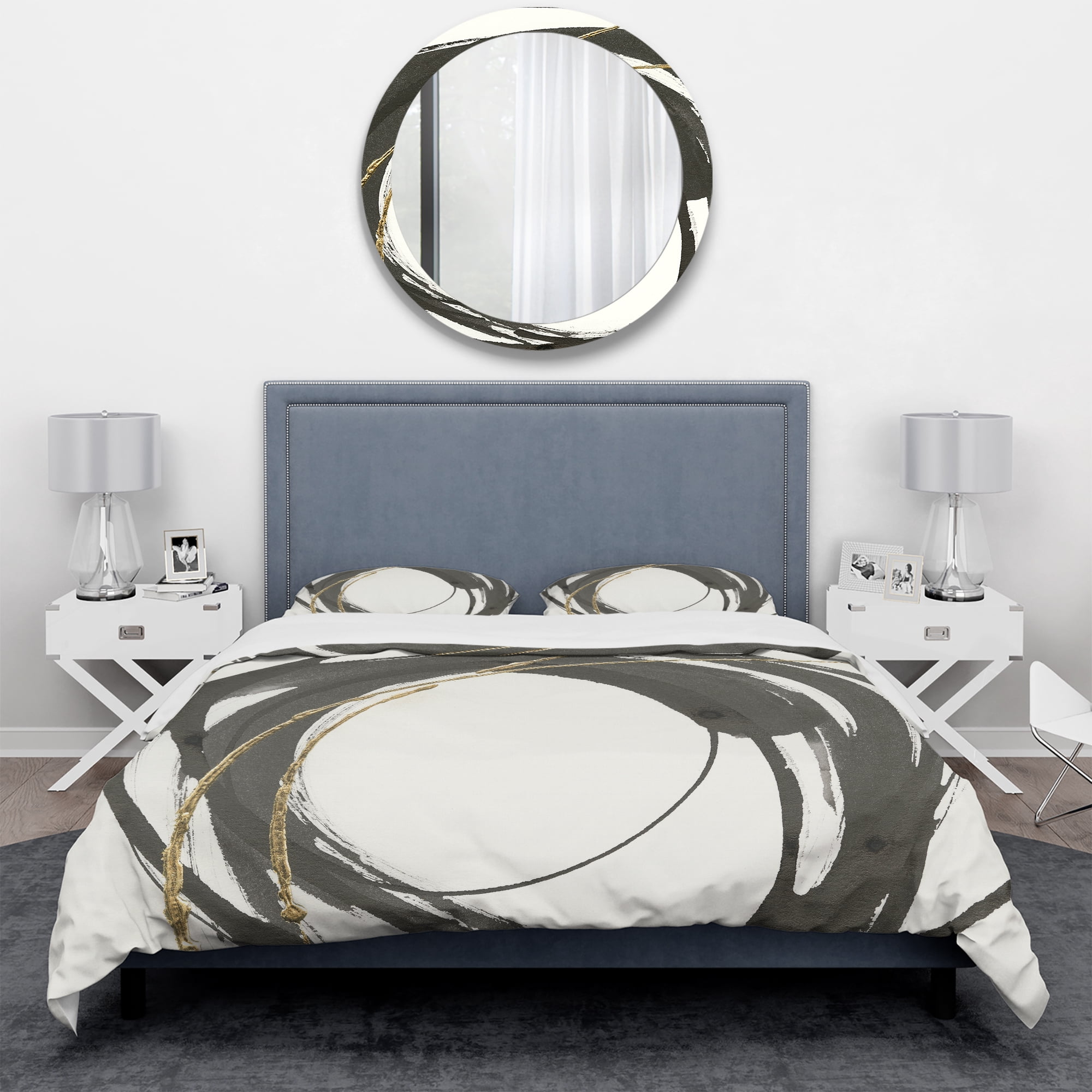Designart 'Gold Glamour Circle I' Geometric Duvet Cover Set