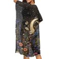 thumbnail image 4 of HELLHERO Moon and Floral Pattern Bathing Suit Cover Up Polyester Lightweight Free Size Long Kimono Swimsuit Cover Up for Women, 4 of 6