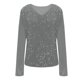thumbnail image 5 of Karight Women's Sparkly Velvet Shirts, Long Sleeve V-Neck Slim Fit Sequin Tees Casual Party Fashion Outfits, 5 of 5