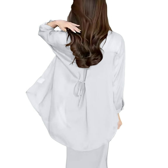 Women Summer Fashion Chiffon Shirt Casual Long Sleeve Blouse Lightweight Comfortable Tunic Top for Daily Wear