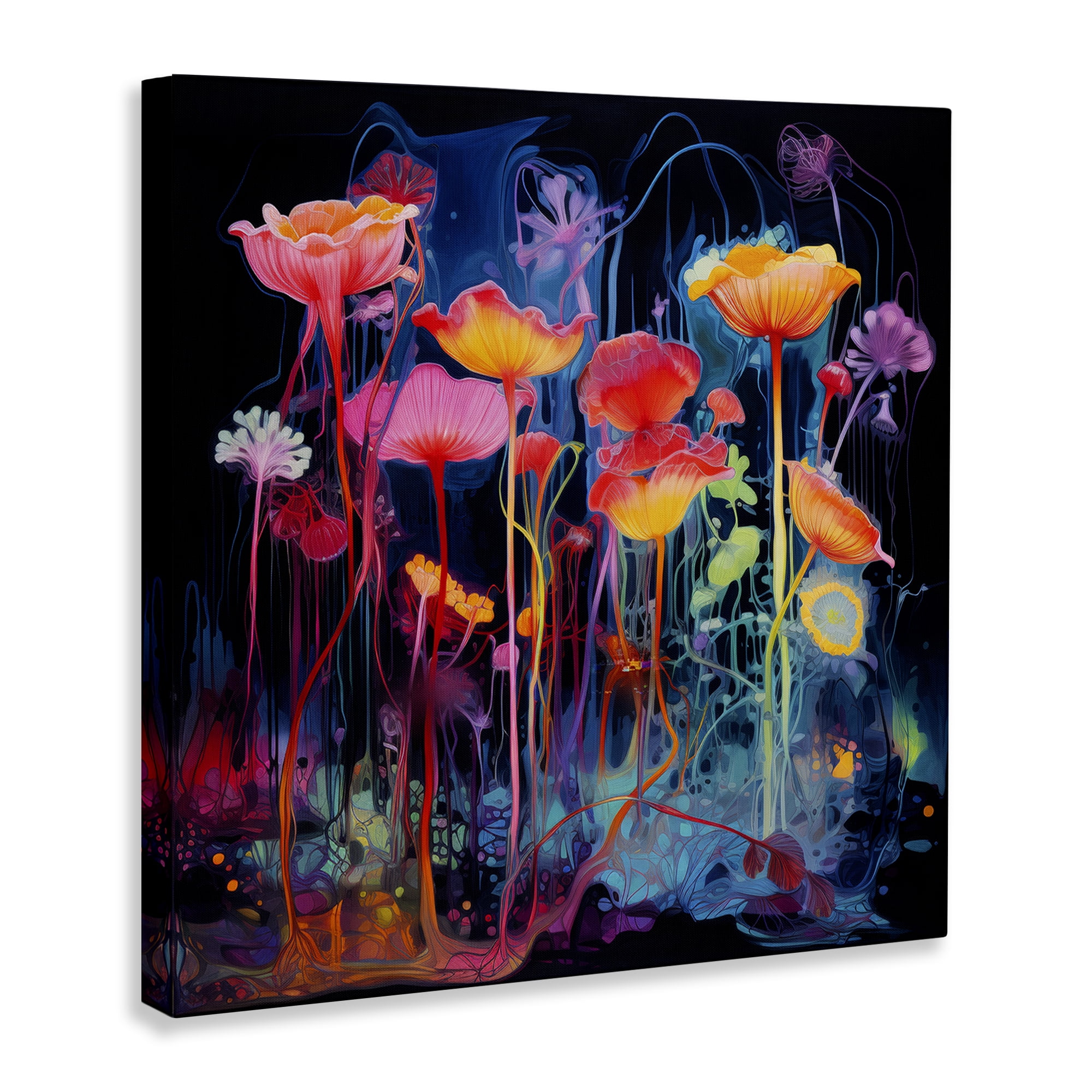 Stupell Industries Abstract Hued Blossoms Abstract Painting Wrapped Canvas Art Print Wall Art, 36 x 36