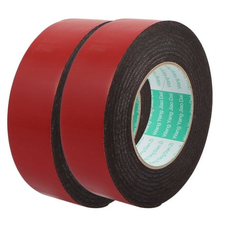 2 Pcs 10M 40mm x 1mm Dual-side Adhesive Shockproof Sponge Foam Tape Red Black