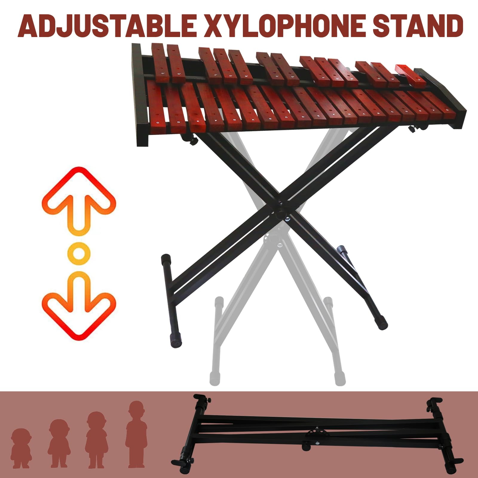 Marimba, 32 Key Wooden Adult Xylophone with Mallets and Adjustable Stand Professional Marimba for Beginners and Students Professional (Wooden)