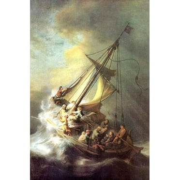 Christ in the storm on the lake of Galilea-Fine Art Canvas Print (20" x 30")