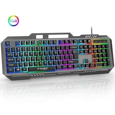 Muzpu Gaming Keyboard,Mechanical Keyboard,Wired Keyboard,IP57 Waterproof,Ultra Sensitive & Quiet Response,RGB Gaming Backlit Keyboard for PC/Mac Gamers,Black