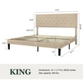 thumbnail image 5 of Sifurni King Bed Frame Upholstered Platform Bed with Adjustable Headboard, No Box Spring Needed, Beige, 5 of 9