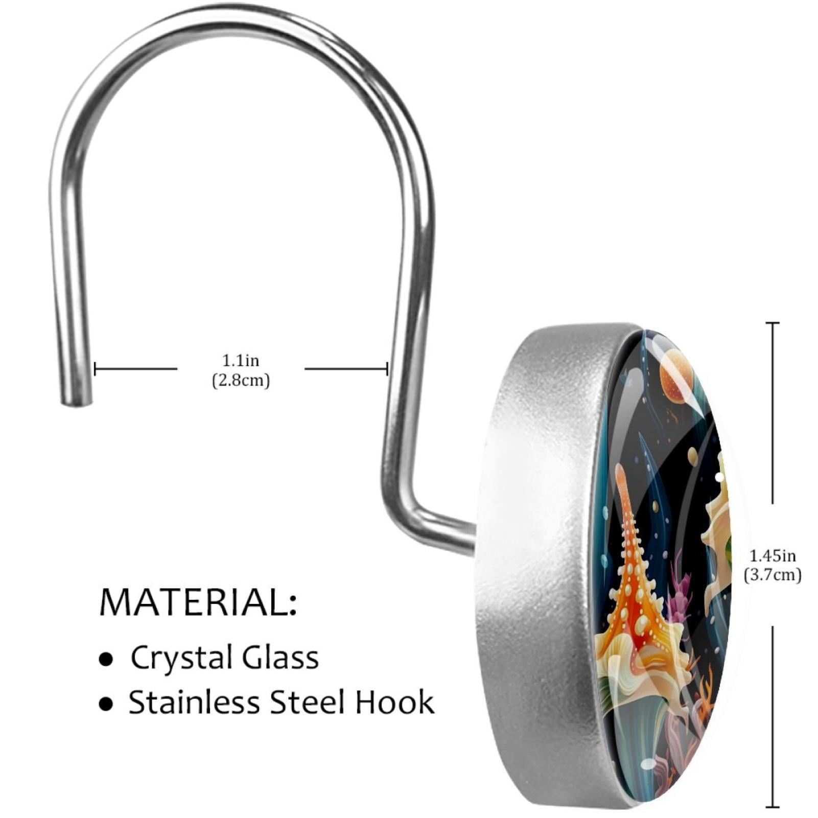 HemaKayy 12 Pcs Decorative Shower Curtain Hooks - Stainless Steel Rings for Bathroom Décor - Easy Glide & Secure Hold - Perfect Decoration for Bathroom Shower Rods - Ocean Sea Slug