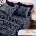 thumbnail image 4 of Lux Decor King Size Bed Sheets Set 6 Piece - Soft Brushed Microfiber Sheets & Pillowcases, 16-Inch Deep Pocket Fitted Sheet, Hotel Luxury - Black, 4 of 8