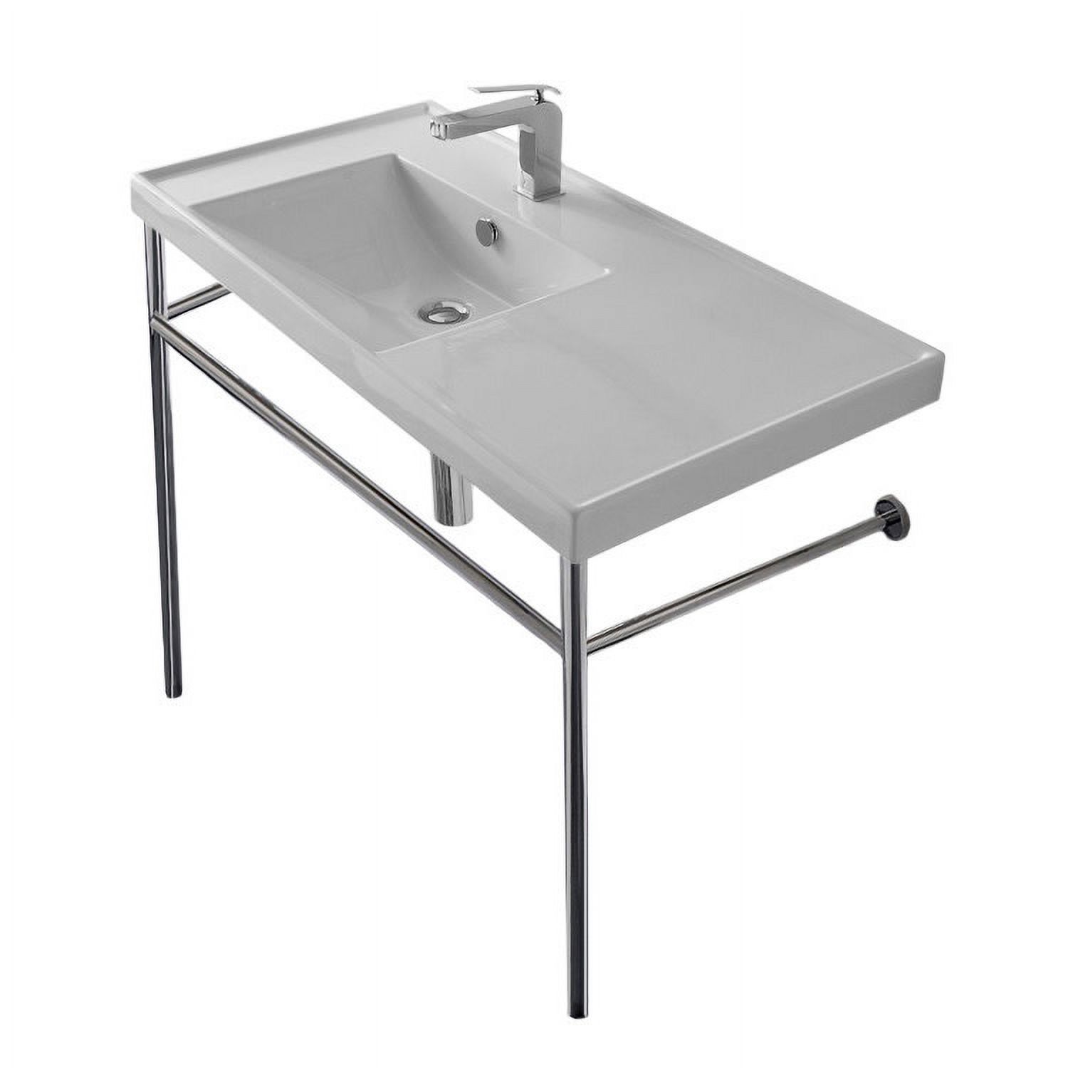 Nameeks Scarabeo 3008-CON-One Hole Ml 36-3/16" Rectangular Ceramic Console Bathroom Sink -