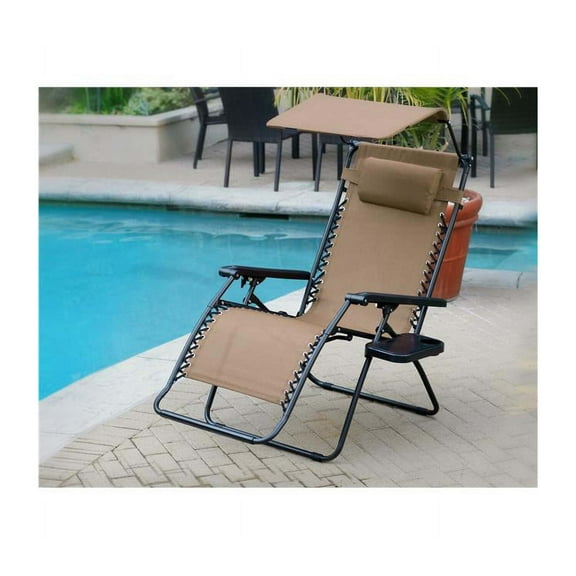 Oversized Zero Gravity Chair Sunshade Drink Tray - Outdoor Patio Lounge Recliner